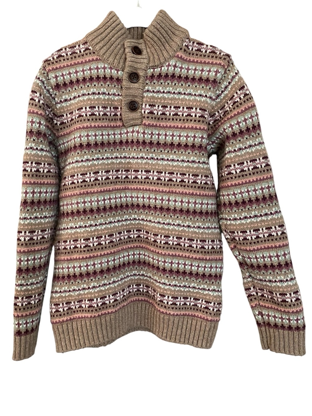 Janie and Jack Boys Light Brown Fair Isle Pullover Sweater Size 5
